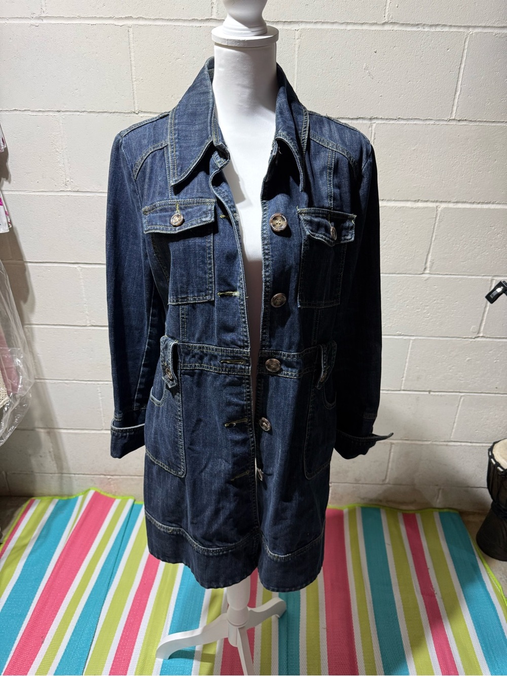 Laundry By Shelli Segal Dark Blue Denim Trench Jacket